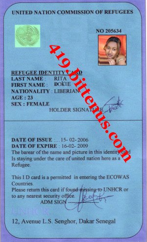 Refugee ID card